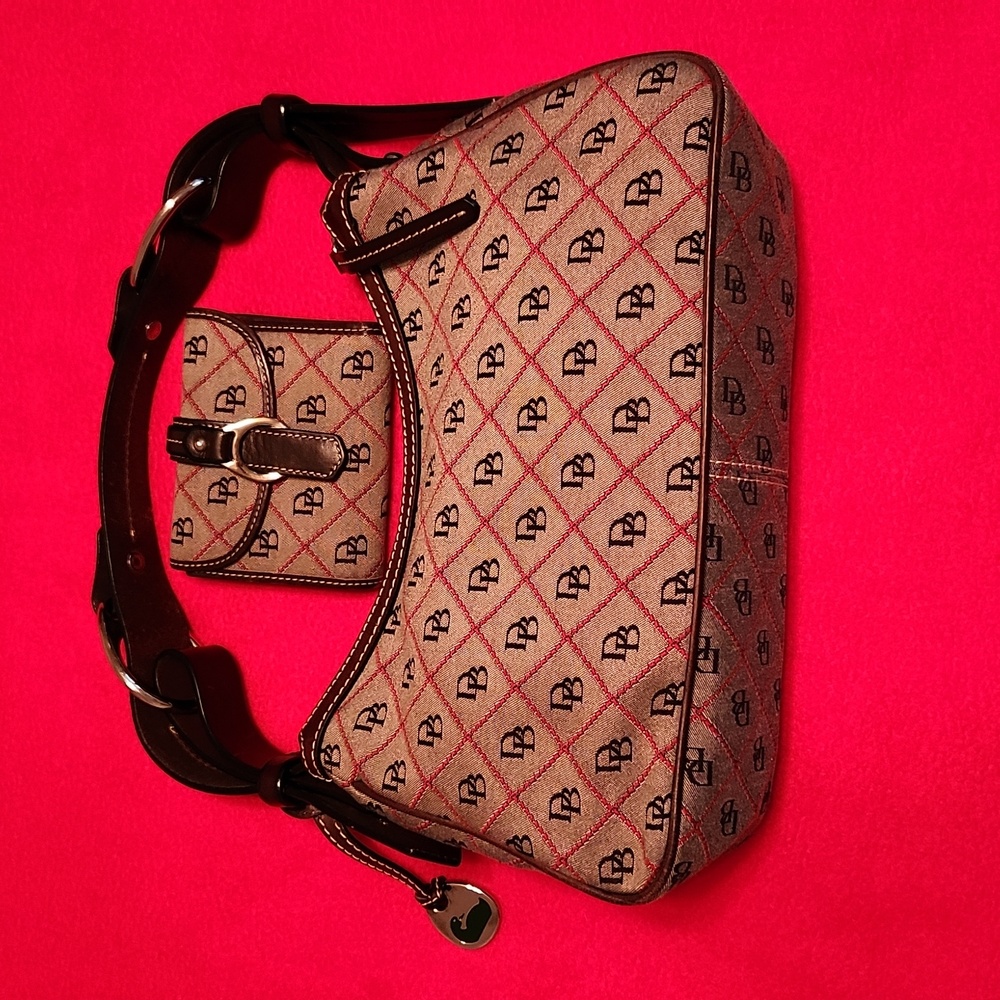 Dooney & Bourke Handbag &Matching Wallet Vintage Brown&Red Canvas Bag never used